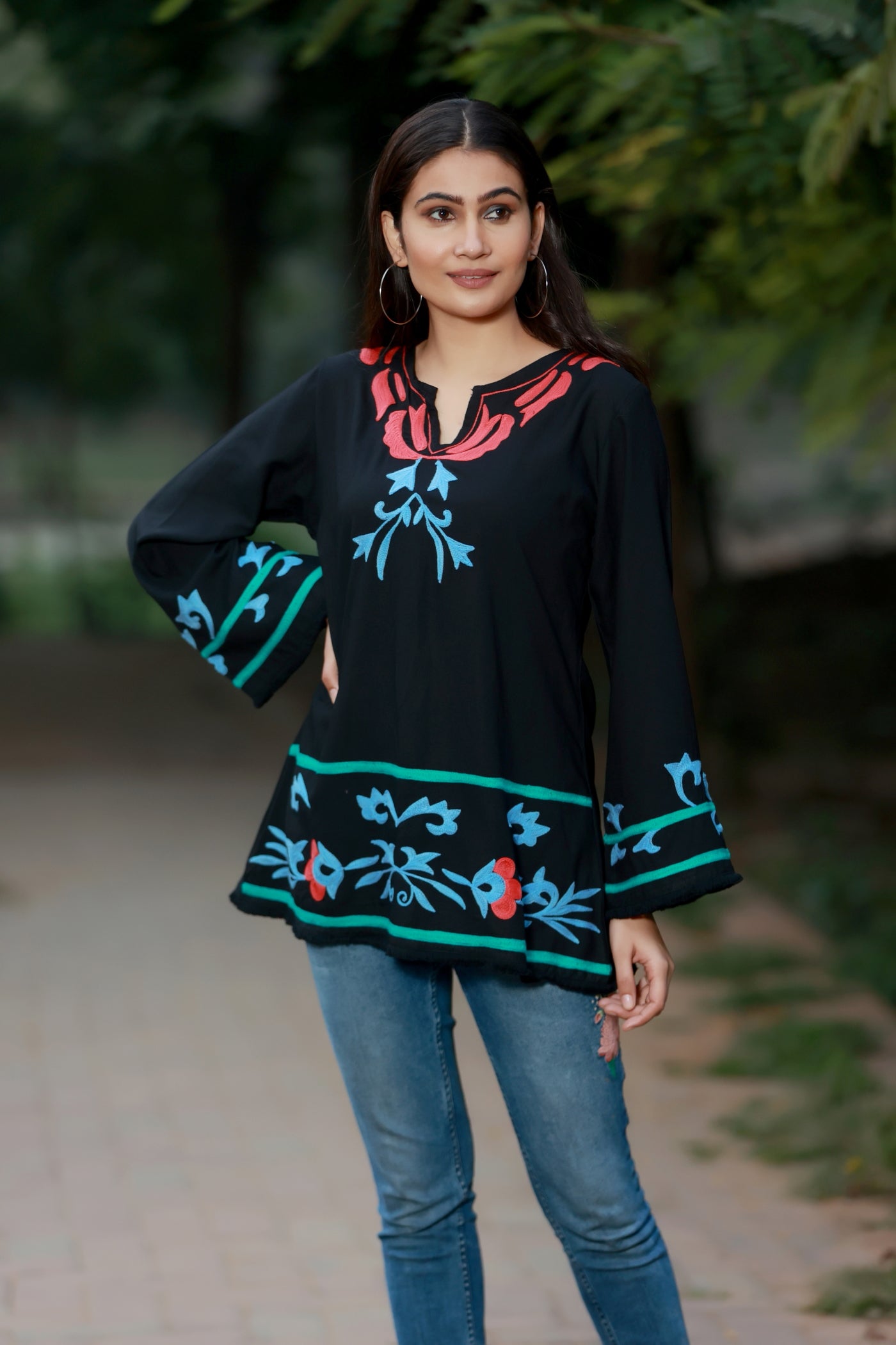 Slay In Style Black Rayon Tunic