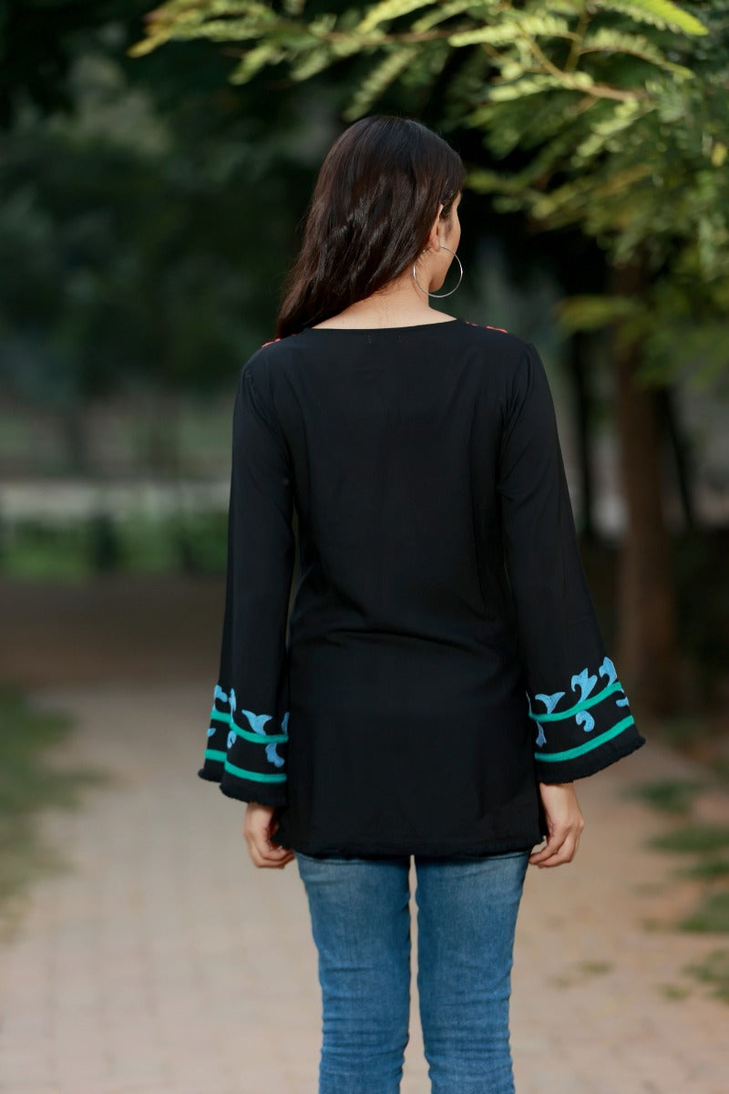 Slay In Style Black Rayon Tunic