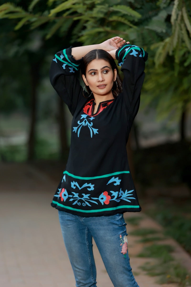 Slay In Style Black Rayon Tunic