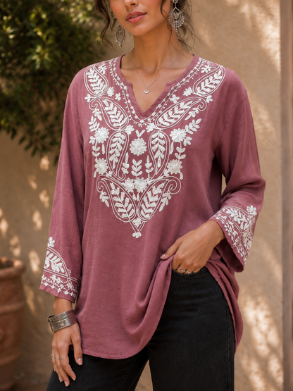 Mauve Grace Embroidered Top