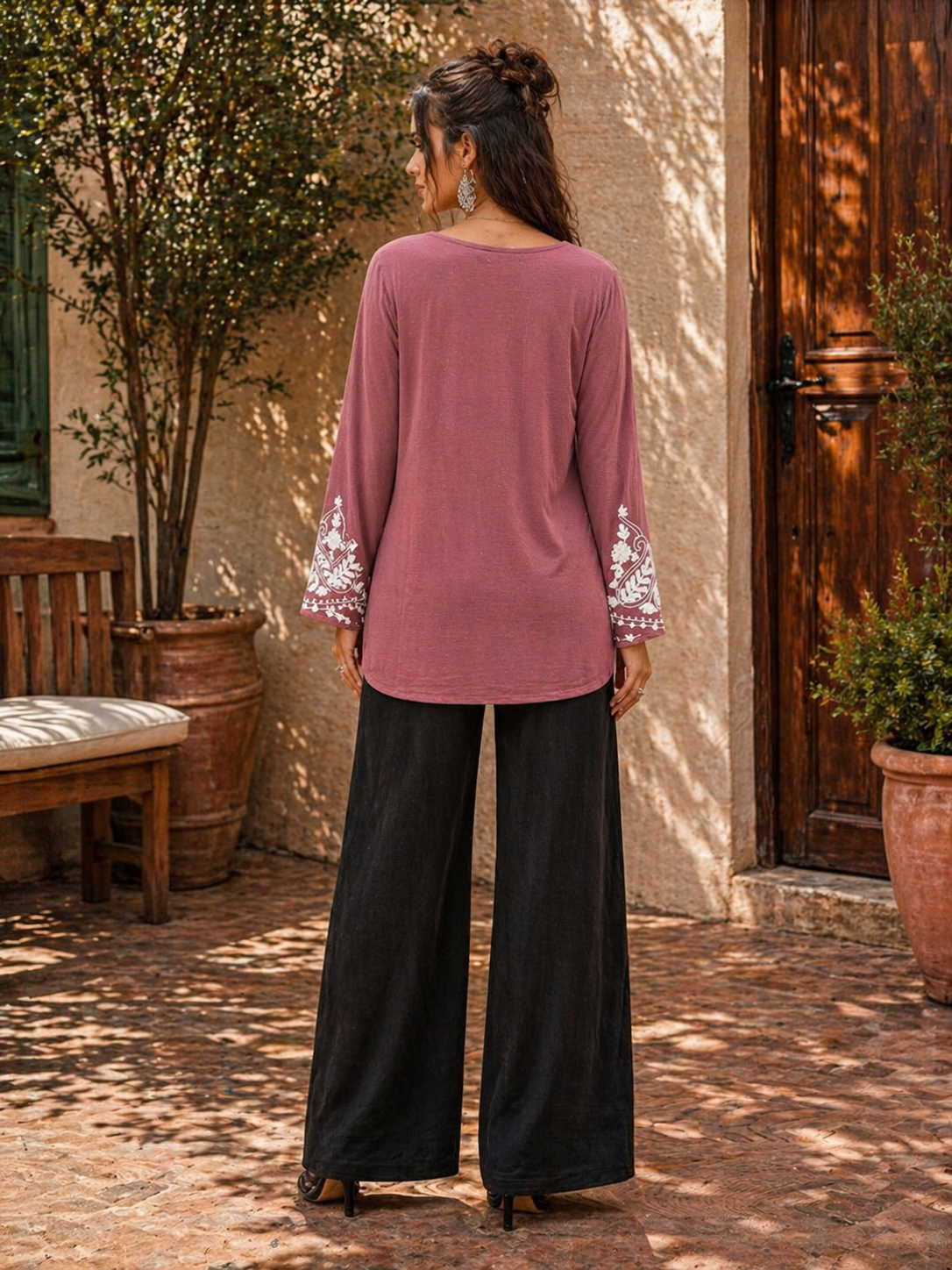 Mauve Grace Embroidered Top