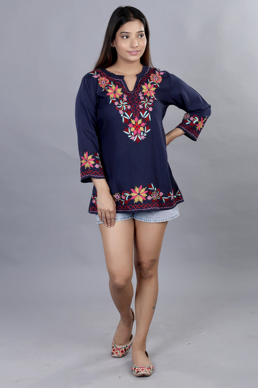 Puffed Up Neck Floral Top