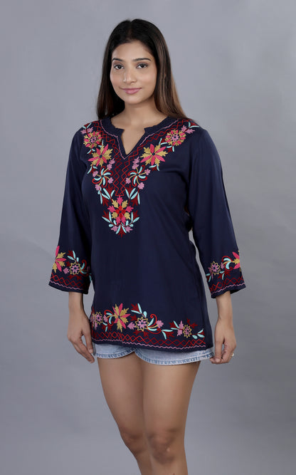 Puffed Up Neck Floral Top