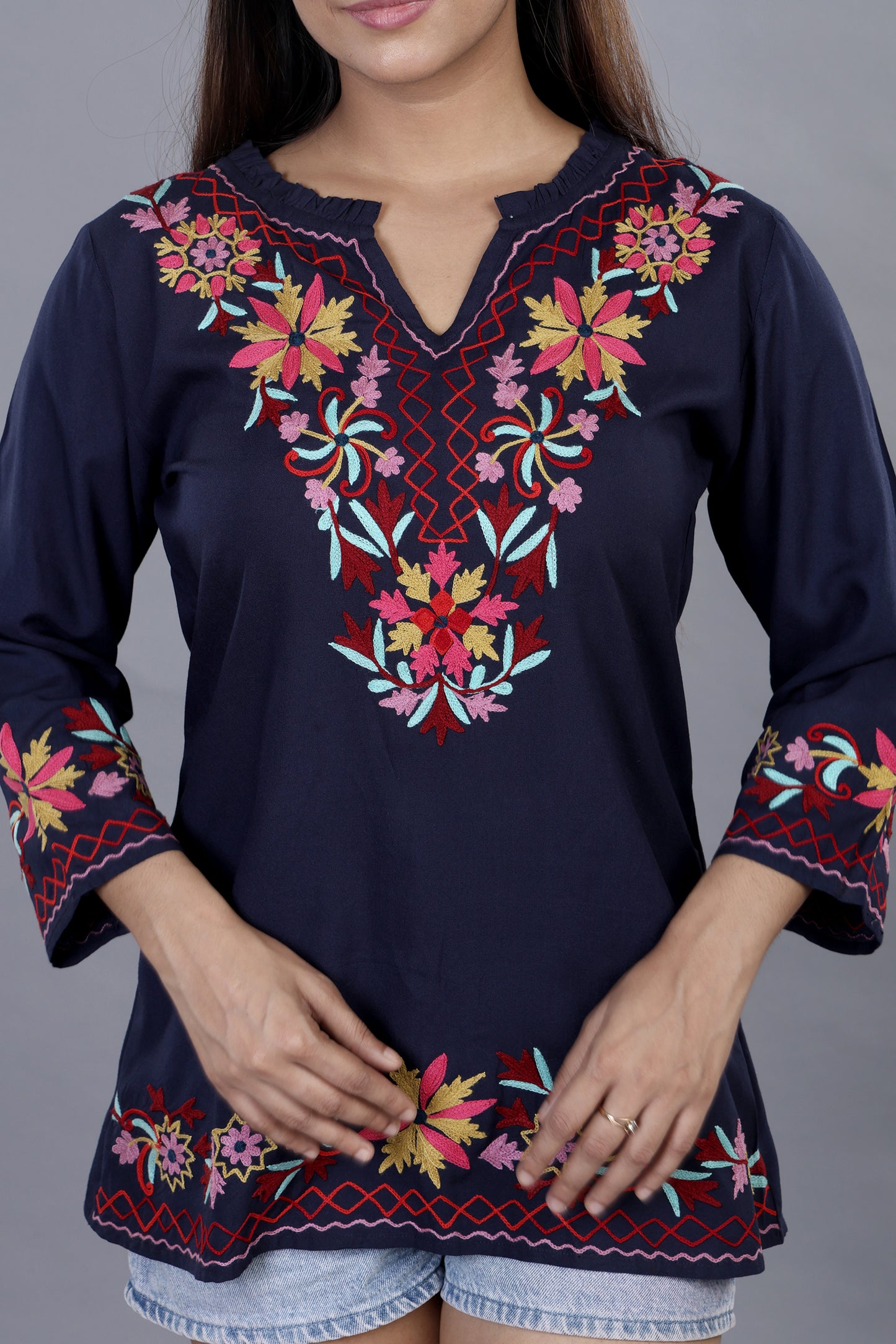 Puffed Up Neck Floral Top