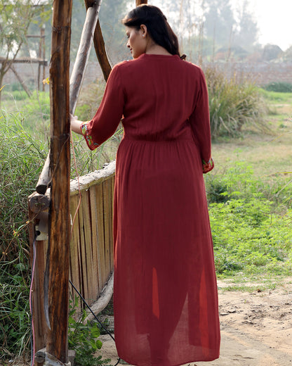 Opt Rust Over Ordinary Hues Long Dress