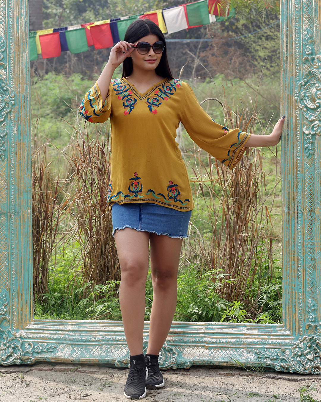 Shine Like A Sunflower V Neck Tunic