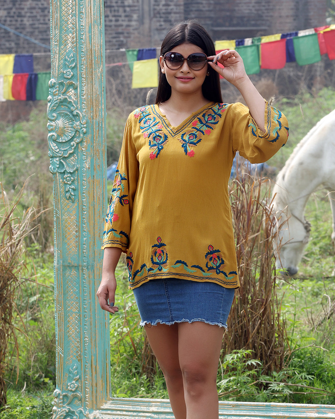 Shine Like A Sunflower V Neck Tunic