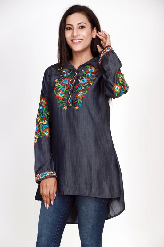 CHERISH DENIM HIGH LOW TUNIC