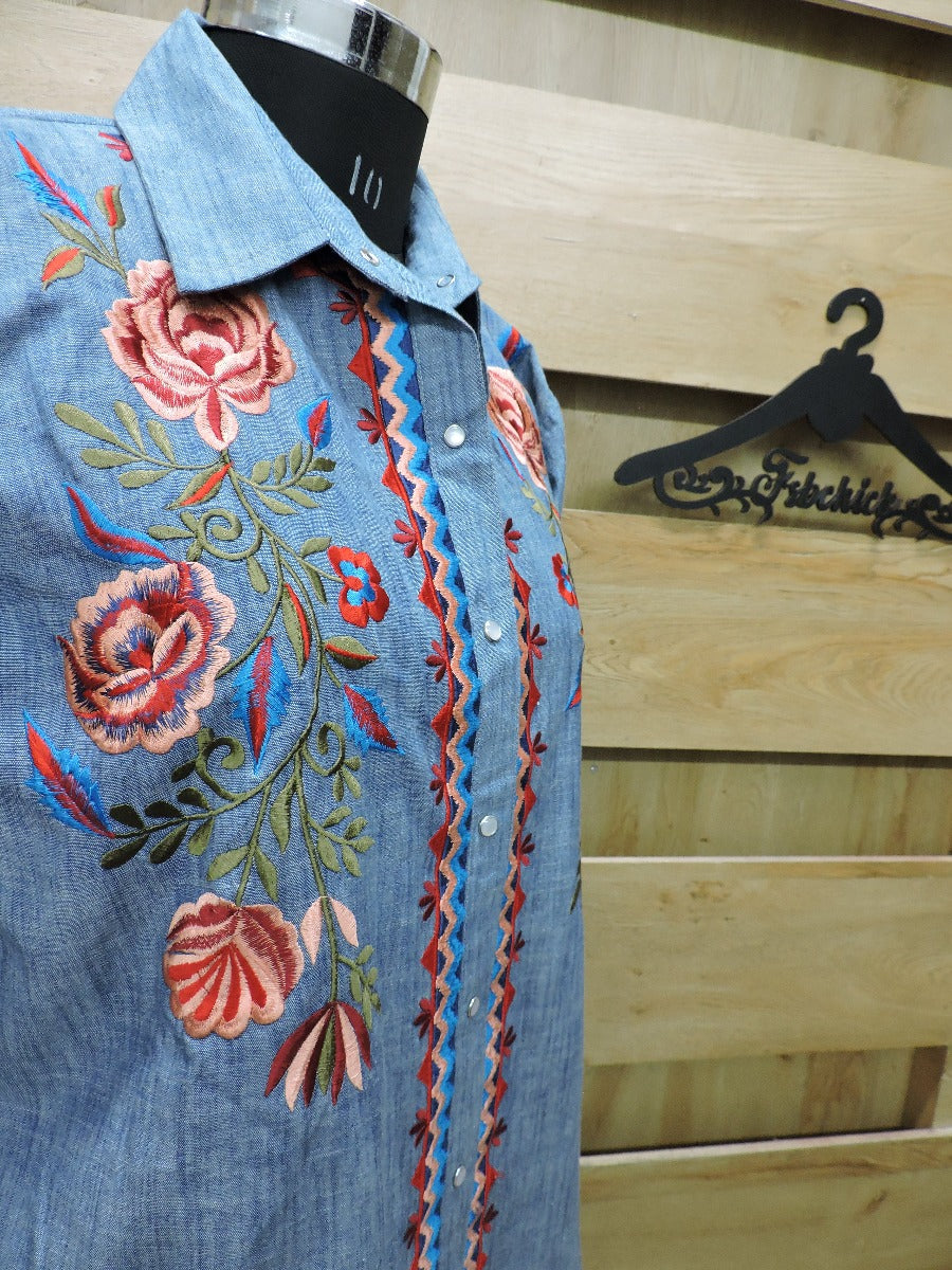 BLUE SHIRT WITH EMBROIDERY A MUST FOR EVERYDAY WEAR