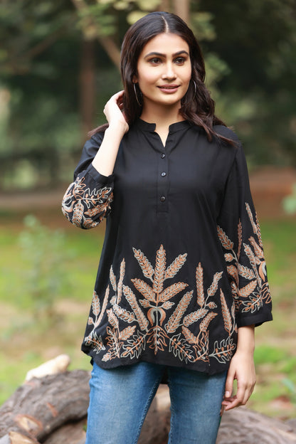 Live Free Black Buttons Up Tunic