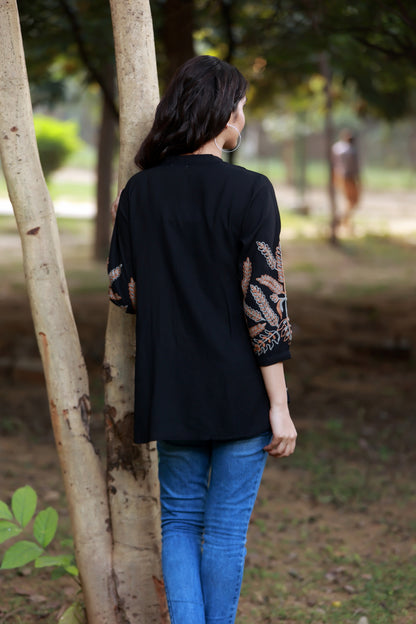 Live Free Black Buttons Up Tunic