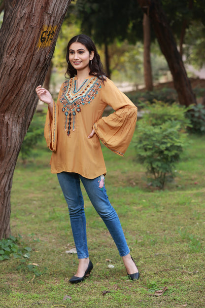 Shine Bright Like Sun Mustard Tunic