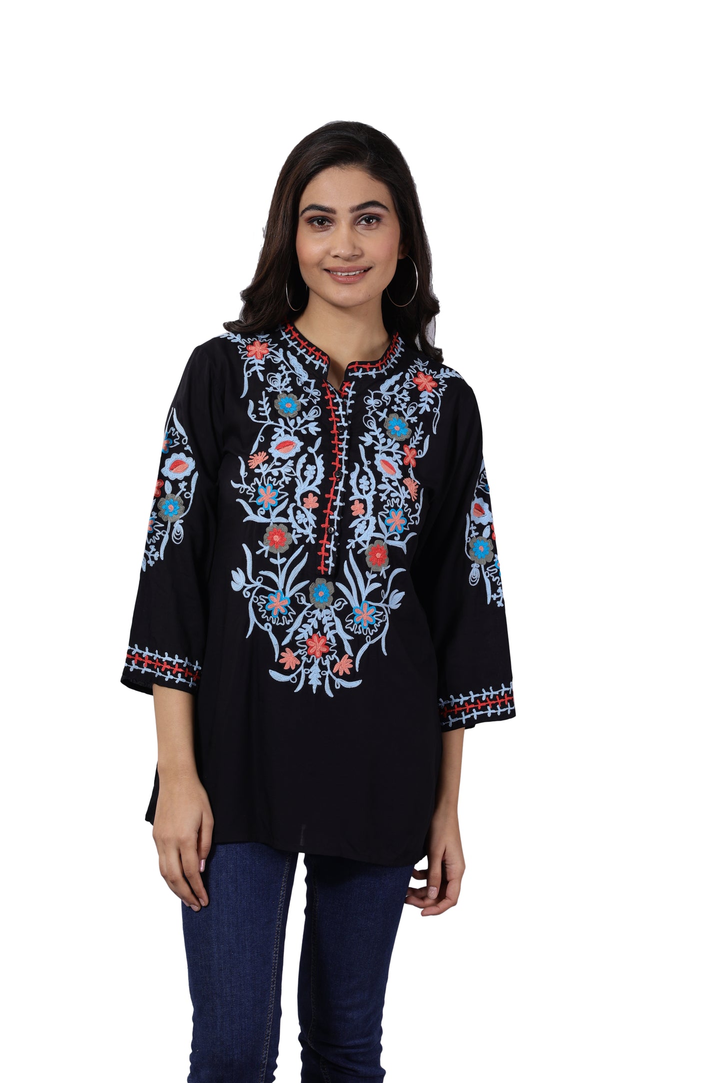 Buttons Up Heavy Embroidered Tunic