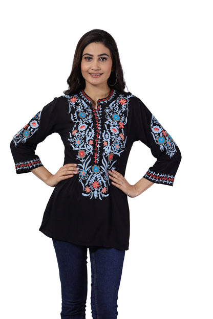 Buttons Up Heavy Embroidered Tunic