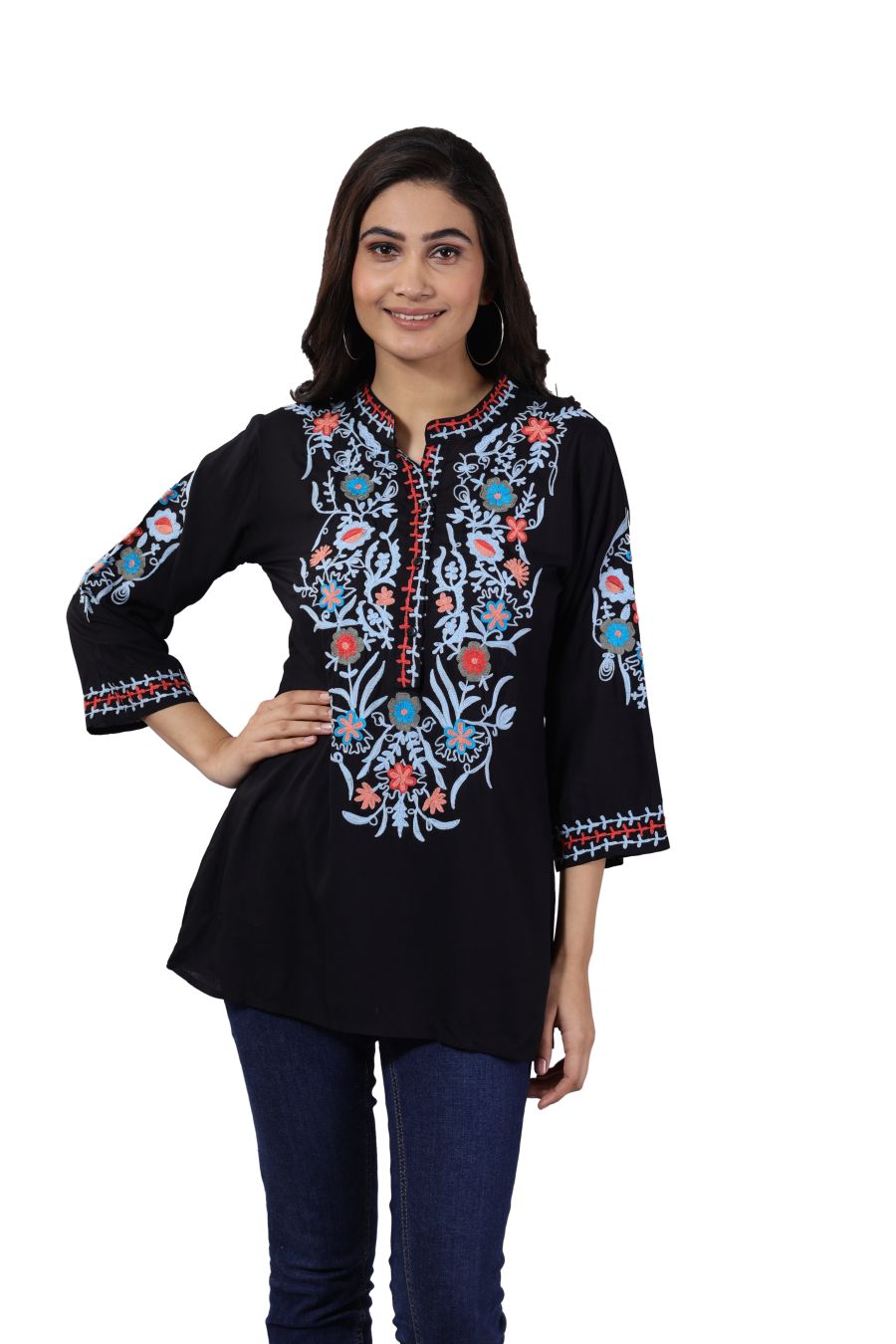 Buttons Up Heavy Embroidered Tunic