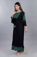 Create A Statement Green ON Black Embroidered Dress 