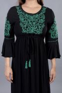 Create A Statement Green ON Black Embroidered Dress 