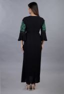 Create A Statement Green ON Black Embroidered Dress 