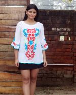 White Be My Tribe Embroidered Tunic