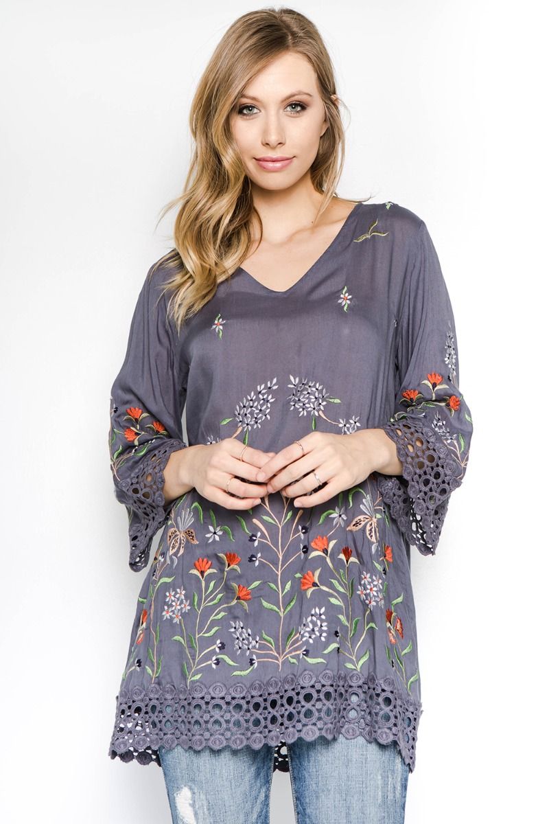 FLORAL LACE UP TUNIC